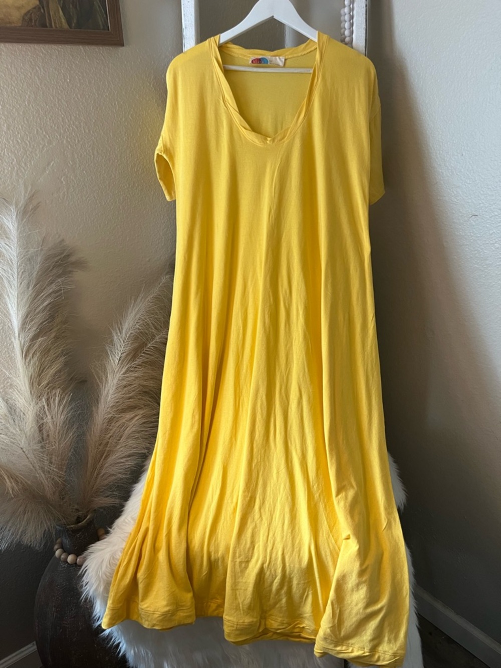 Free People Sunny Yellow Draped V-Neck Tee